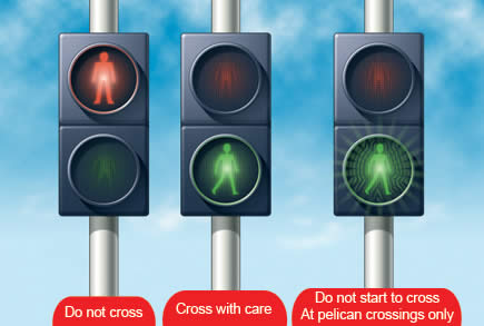 Pedestrians at traffic lights