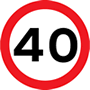 40 mph maximum speed sign