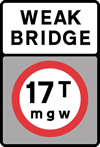 No vehicles over gross weight shown weak bridge